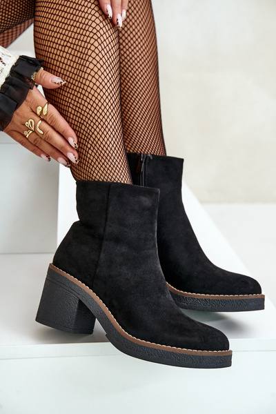 Bottes à Talons Eco Daim Isolées Zip Noir Lerallea