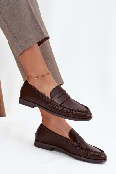 Mocassins pour femmes en cuir écologique marron Lilith