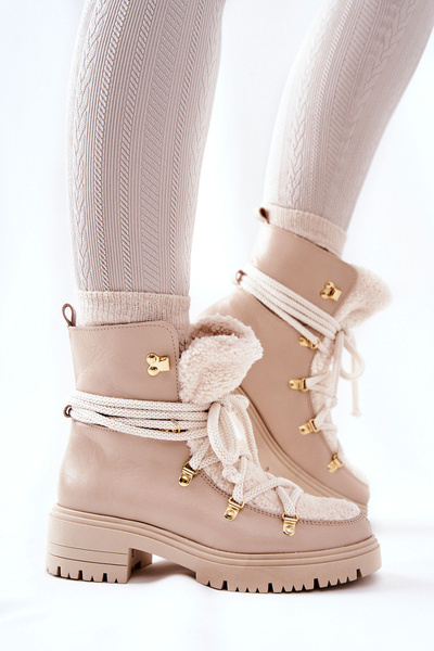 Cizme de capcană din piele legată Lewski Light Beige 3116