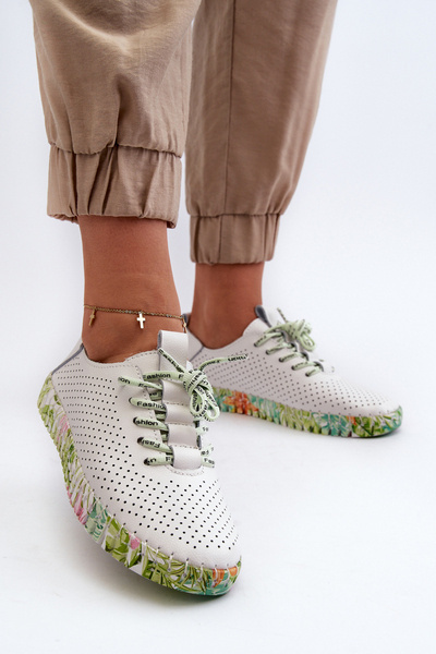 Chaussures à lacets blanches en cuir véritable pour femmes Farnalea