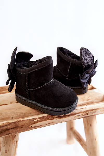 Bottes de neige chaudes fille avec nœuds noir Meriva