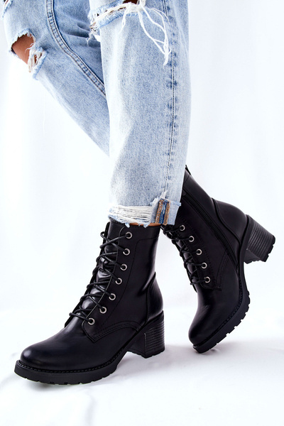 Bottines Stiletto Nouées Chauffantes Noir Nerynis