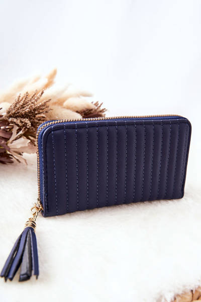 Dygsniuota piniginė su „Tassel Navy“.