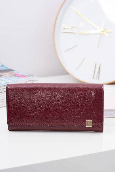 Große kastanienbraune modische Brieftasche mit goldenem Reißverschluss für Damen