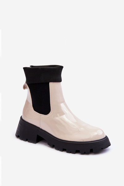 Bottines Laquées Femme Beige Pavo