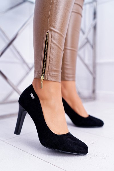 Damen Schwarz Stiletto Wildleder Sergio Leone Campbell Pumps