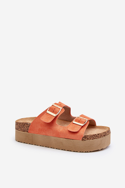 Sandales Plateforme à Boucles pour Femme Orange Lolpey