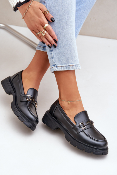 Mocassins Classiques Pour Femmes En Cuir Écologique Noirs Savethira