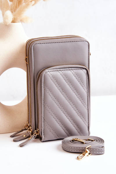 Sac à main portefeuille 2en1 sur fermeture éclair gris Themis
