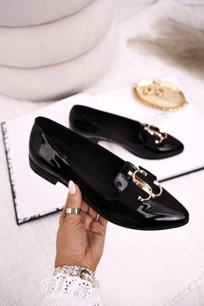Női Bőr mokaszin Balerina Patent Black Mary-Jane