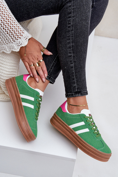 Ladies Sneakers On Platform Green Egelia