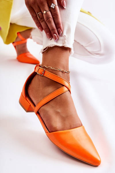 Bőr Stiletto alacsony sarkú pumpák Orange Giovanna