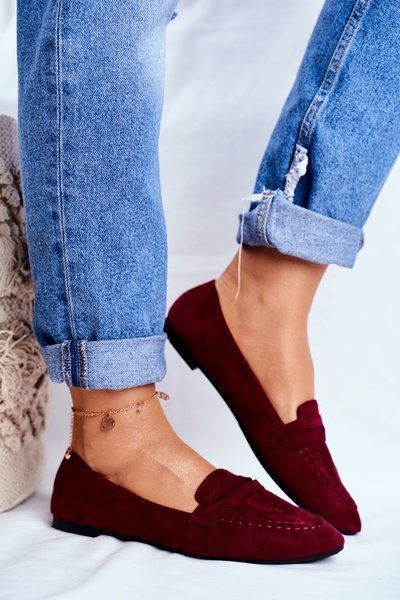 Damen Wildleder Mokassins CH-1M6 Maroon Laveria