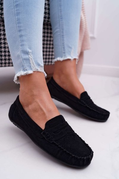 Mocassins Boléro Femme En Daim Noir