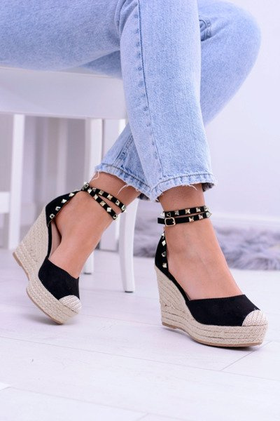Schwarze Damen Espadrilles Sandalen Aude