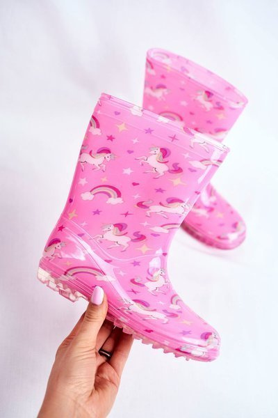 Bottes Galoches en Caoutchouc Enfant Licorne Rose
