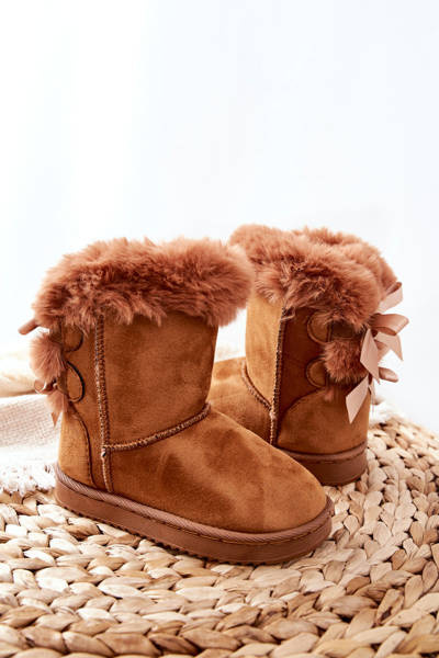 Kinder-Fleece-Stiefel mit Schleifen Khaki Funky Snowgloves