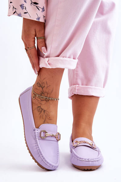 Klasszikus Bőr Loafers Lila Verona