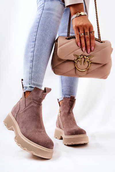 Bottes en daim pour femmes Lewski 3104/P Cappucino