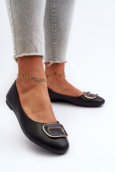 Schwarze Ballerinas aus Eco-Leder mit Verzierung Enicoria