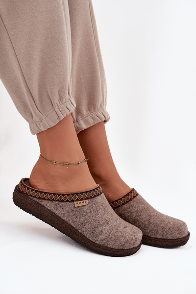 Damentreter mit Stickerei Inblu NL000009 Dunkelbeige