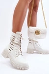 Bottes à lacets à la mode avec bande décorative White Rocky