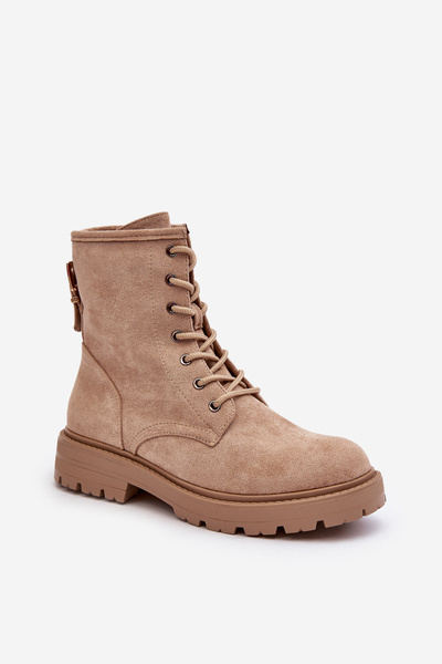 Bottines Zippées Femme Beige Clair Ninsuni