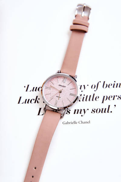 Montre Sur Bracelet Cuir Sans Nickel ERNEST Dirty rose