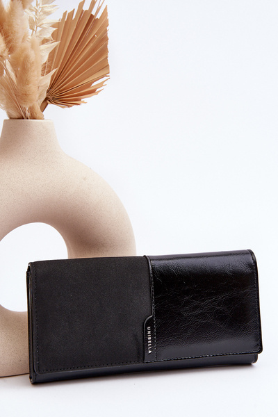 Női pénztárca cipzáras, fekete Harmale mágnessel