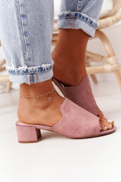 Chaussons à Talons en Daim Sergio Leone KL313 Rose