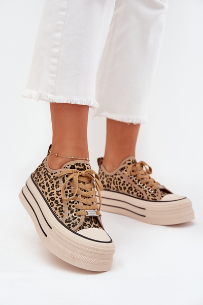 Damen Sneaker Auf Massiver Plattform Leopard Marinae