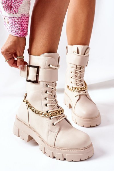 Bottes hautes sur une plateforme massive Tanaros beiges