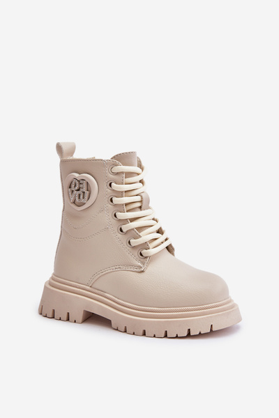 Mädchenstiefel mit Futter und Reißverschluss beige Evaliraea