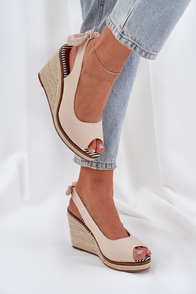 Sandales à Talon Wedge Avec Tressage Beige Nanalis