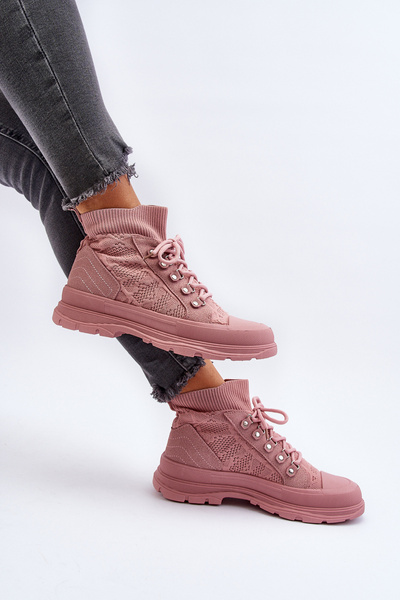 Damen-Sneaker mit elastischem Obermaterial in Rosa Kalyne