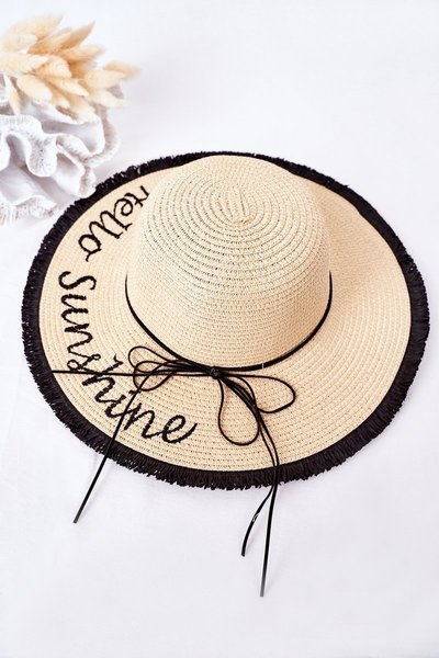 Chapeau Tressé BRUNO ROSSI Hello Sunshine Beige-Noir