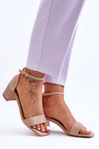 Sandales à talon stable Beige Palermo