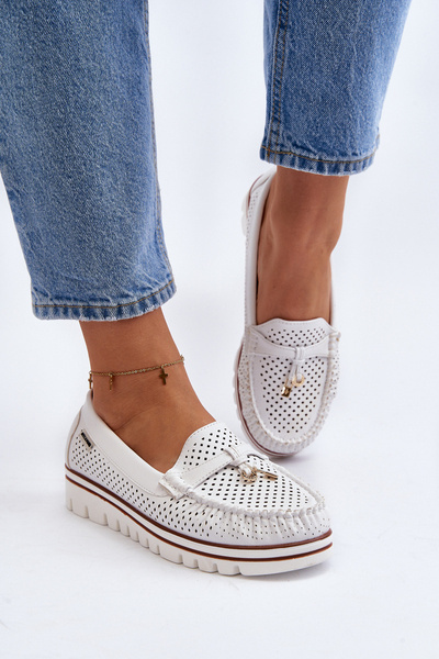 Women's White Cutout Moccasins Twista