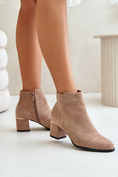Bottines En Daim Eco Avec Fermeture Éclair Beige Foncé Sairis
