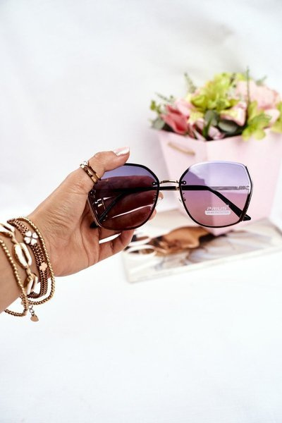 Ochelari de soare pentru femei Prius Pre-38 Gold Pink Gradient Gradient Glitter
