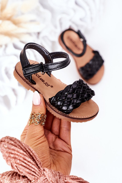 Geflochtene Kindersandalen Schwarz Bailly