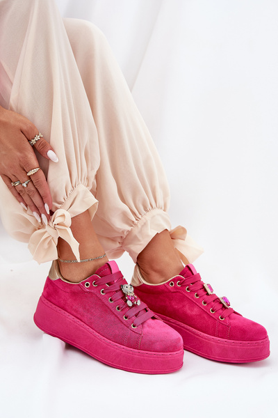 Női platformos sneakers mackóval Fuchsia Vailina