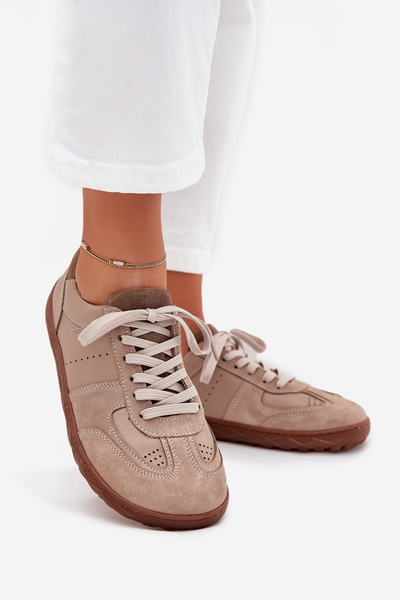 Női Bőr Sportcipő Barefoot Zazoo N1277S2 Bézs