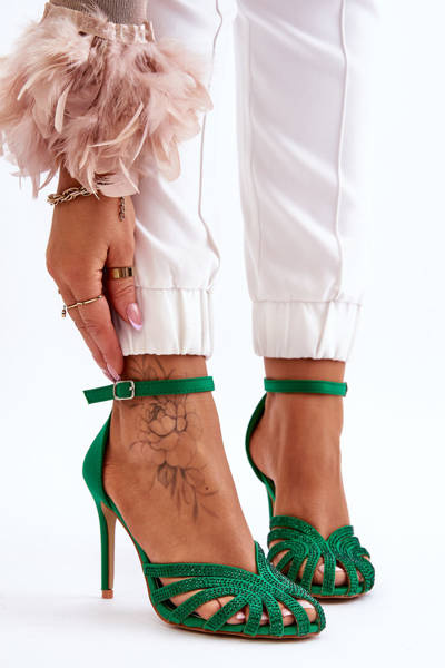 Talons hauts tendance avec strass vert Jaylen