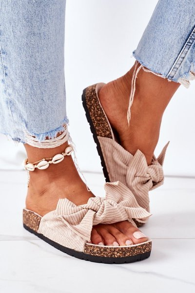 Cordbársony Papucs A Parafa Talp Bézs Nyáron