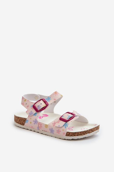 Kinder Sandalen mit Blumen und Schnallen Rosa Memoria