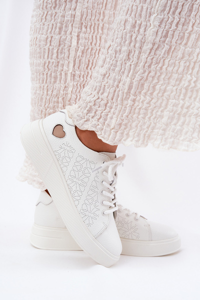 Baskets En Cuir Femme Sur Plateforme Vinceza 88018 Blanches