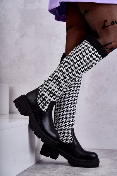 Bottines chaussettes pour femmes Noir-Blanc Avira