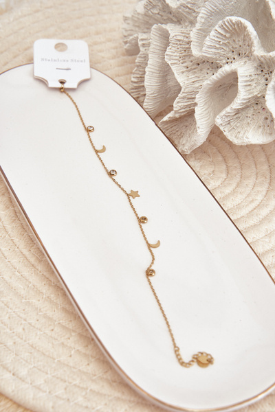 Knöchelarmband mit Monden und Sternen Gold