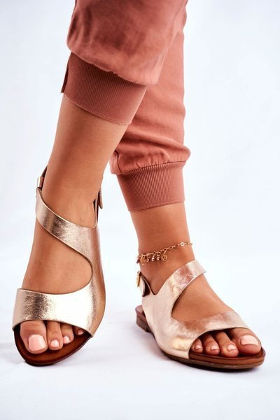 Women's Laura Messi 1116 Leather Sandals Gold Vollare